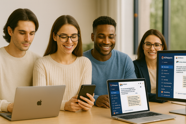 Studenten arbeiten mit James.